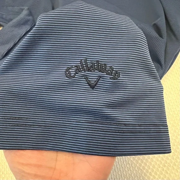 Callaway Opti-Dri Blue Black Striped Short Sleeve Polo B2/29 - Picture 3 of 9
